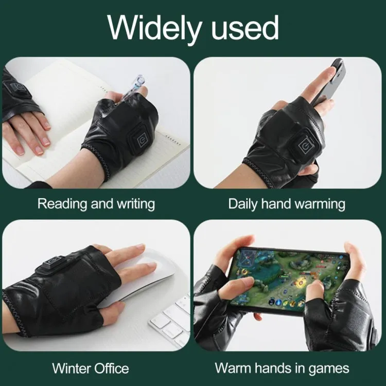 1 Pair Adjustable Temperature Rechargeable Intelligent Electric Heating Gloves Half Finger Gloves, Size: L(Pink)