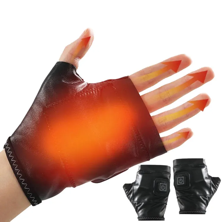 1 Pair Adjustable Temperature Rechargeable Intelligent Electric Heating Gloves Half Finger Gloves, Size: L(Pink)