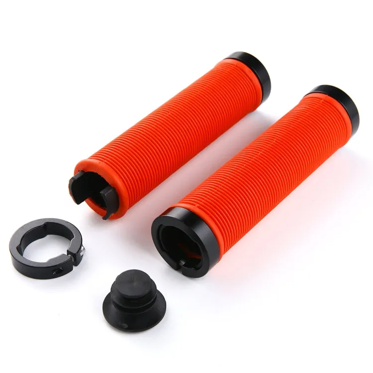 1 Pair AG15 Bicycle MTB Bike Lock-on Rubber Handlebar Grips(Black)