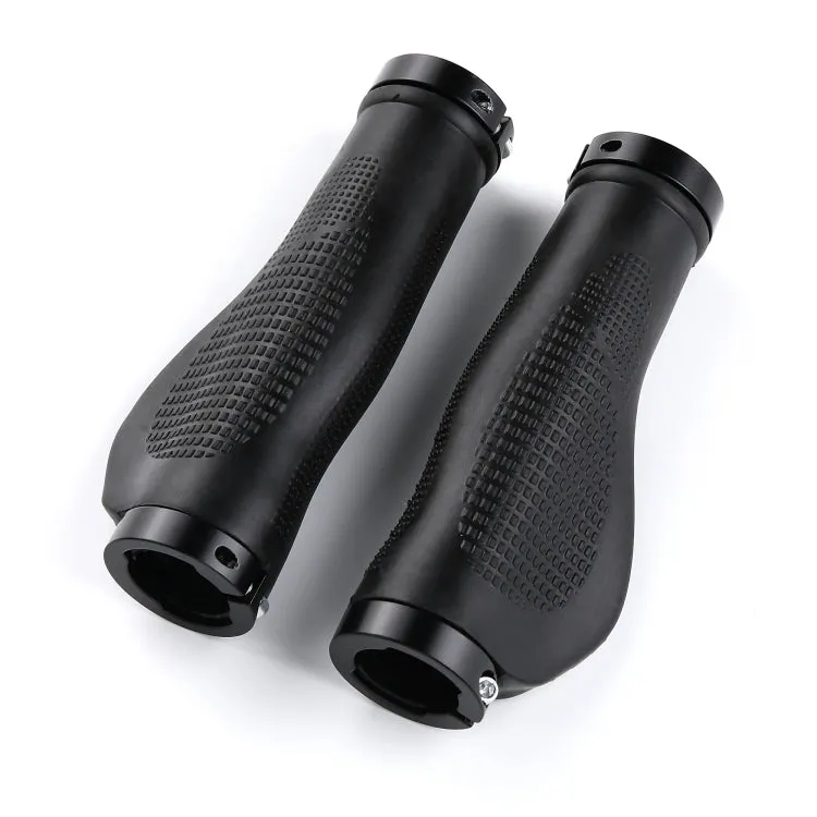 1 Pair AG21 Rubber    Alloy Lock-Rings Bicycle Flat Handlebar Grip(Black)