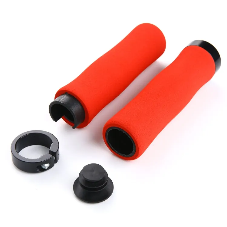 1 Pair AG28 Alloy Lock-Rings   Sponge Bicycle Handlebar Grip (Black)