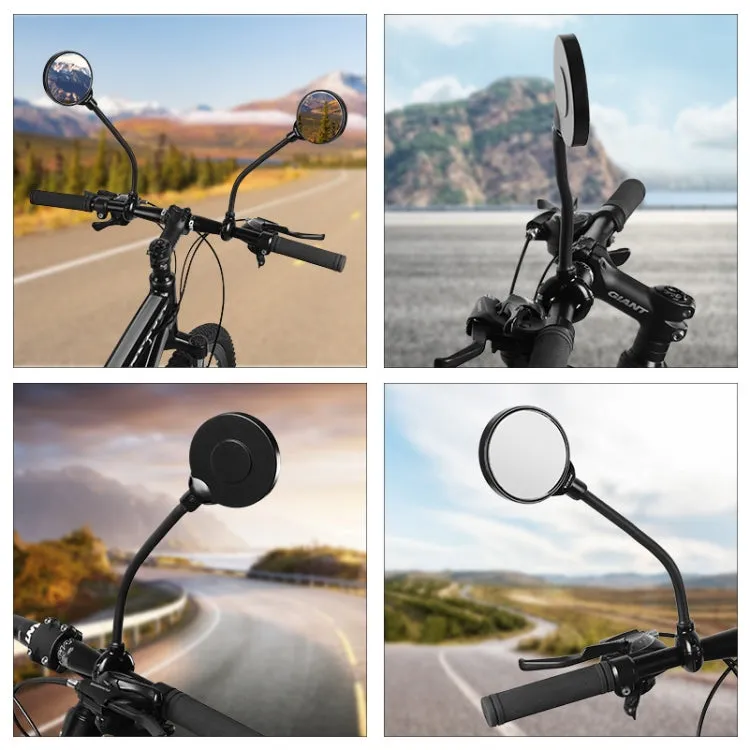 1 Pair Bicycle Hose Adjustment Convex Large Screen Rearview Mirror(Black)