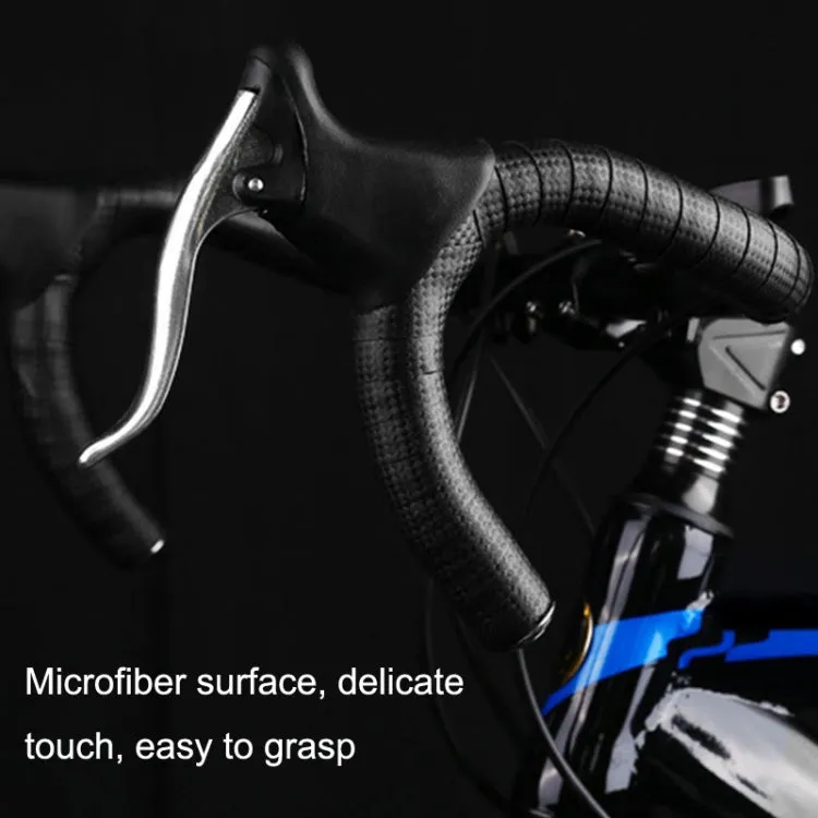 1 Pair Carbon Fiber Texture Road Bike Ties Snakeskin Handlebar Ties(Black)