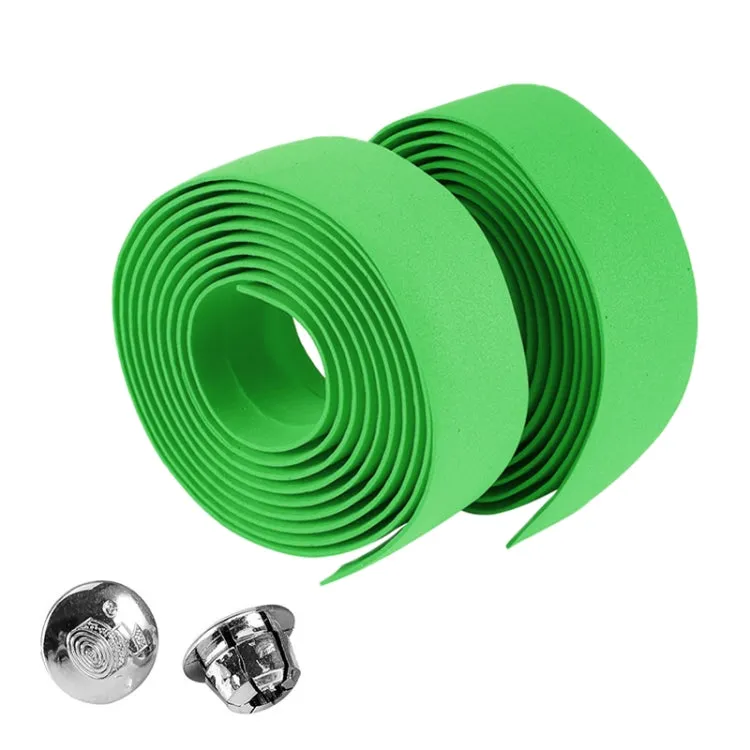 1 Pair Cycling Road Bike Sports Bicycle Cork Handlebar Tape Wrap   2 Bar Plug(Green)