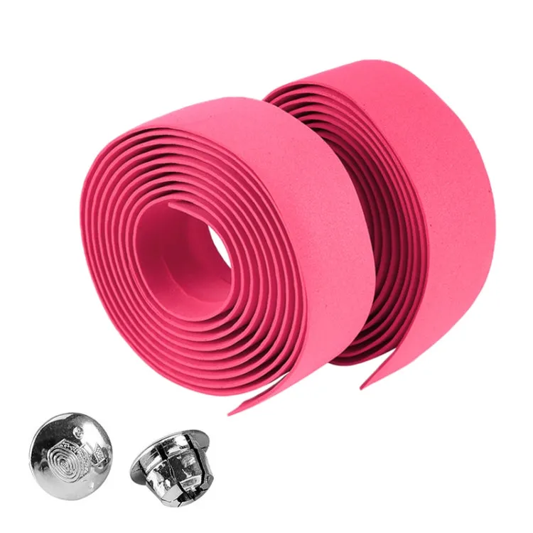 1 Pair Cycling Road Bike Sports Bicycle Cork Handlebar Tape Wrap   2 Bar Plug(Pink)