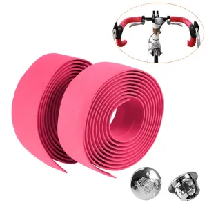 1 Pair Cycling Road Bike Sports Bicycle Cork Handlebar Tape Wrap   2 Bar Plug(Pink)