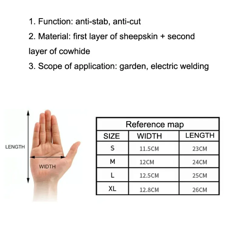 1 Pair JJ-1004 Outdoor Garden Welding Genuine Leather Labor Safety Gloves, Size: S(Yellow)