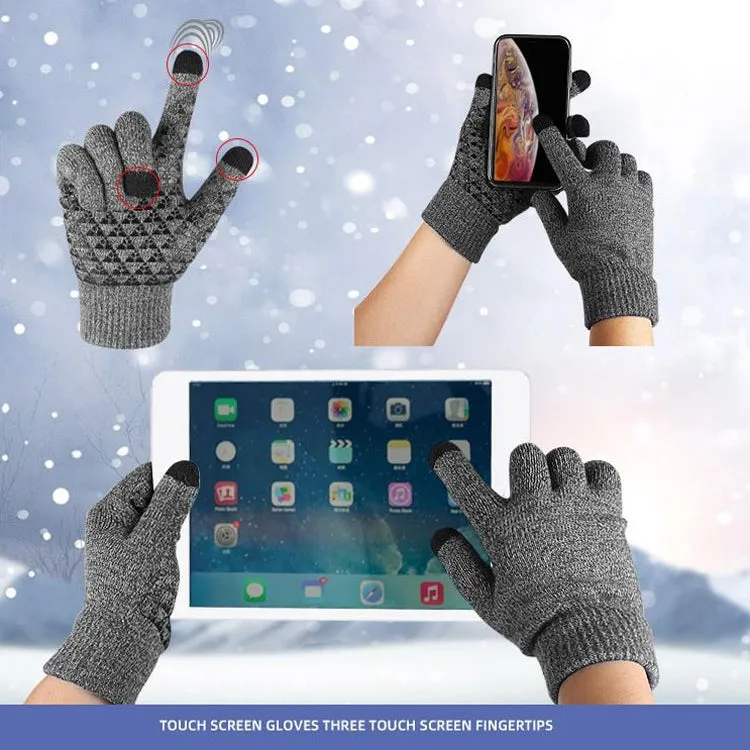 1 Pair Thick Velvet Touch Screen Knitted Warm Gloves, Size: Free Size(Grey)