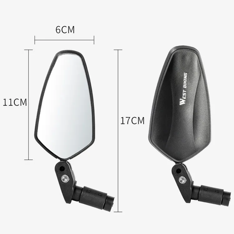 1 Pair WEST BIKING Bicycle Rearview Mirror Adjustable Mirror Mountain Bike Foldable Rearview Mirror(Short)