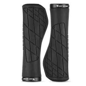 1 Pair WEST BIKING YP0804060 Bicycle Grips Mountain Bike Non-Slip Rubber Grips(Black)