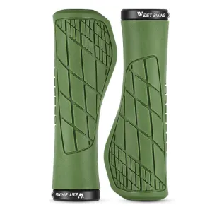 1 Pair WEST BIKING YP0804060 Bicycle Grips Mountain Bike Non-Slip Rubber Grips(Green)