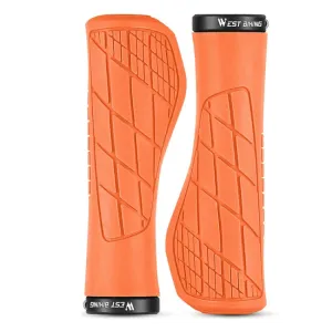 1 Pair WEST BIKING YP0804060 Bicycle Grips Mountain Bike Non-Slip Rubber Grips(Orange)