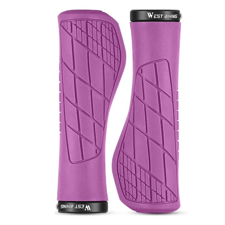 1 Pair WEST BIKING YP0804060 Bicycle Grips Mountain Bike Non-Slip Rubber Grips(Purple)