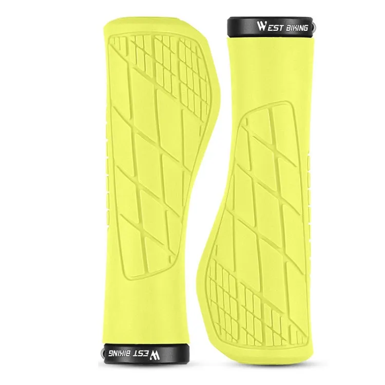 1 Pair WEST BIKING YP0804060 Bicycle Grips Mountain Bike Non-Slip Rubber Grips(Yellow)