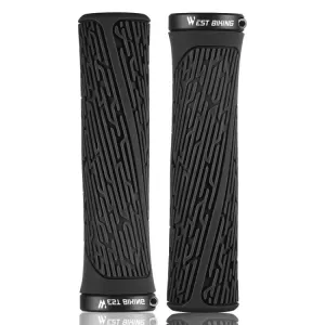 1 Pair WEST BIKING YP0804061 Bicycle Anti-Slip Shock Absorber Grip Mountain Bike Rubber Handlebar Cover(Black)