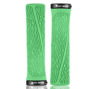 1 Pair WEST BIKING YP0804061 Bicycle Anti-Slip Shock Absorber Grip Mountain Bike Rubber Handlebar Cover(Grass Green)