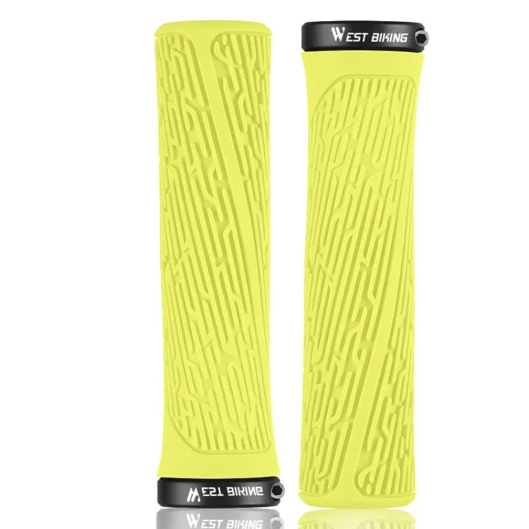 1 Pair WEST BIKING YP0804061 Bicycle Anti-Slip Shock Absorber Grip Mountain Bike Rubber Handlebar Cover(Yellow)