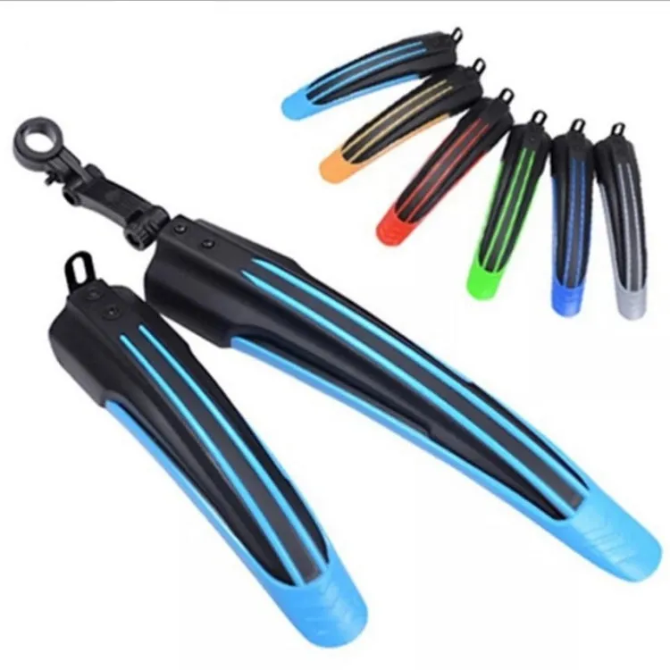 1 Set  Dual Color Bicycle Mudguard Mountain Bike Fenders Set(Black Light Blue)