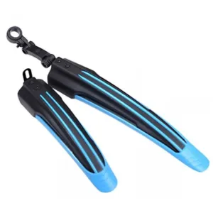 1 Set  Dual Color Bicycle Mudguard Mountain Bike Fenders Set(Black Light Blue)