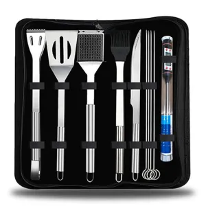 10 in 1 Outdoor Tableware Set Camping Barbecue Tableware Picnic Tool Set with Thermometer