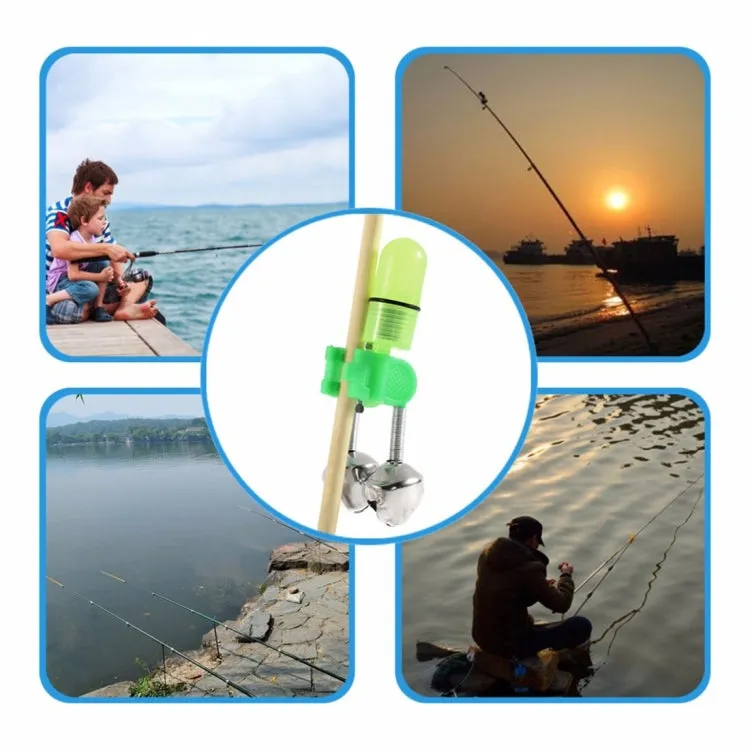 10 PCS Fishing Accessory Twin Bells Clip Fishing Bite Alarm with LED Night Light