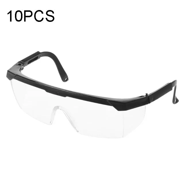 10 PCS Outdoor Safety Glasses Spectacles Eye Protection Goggles Dental Work Eyewear(Black Frame White Lens)