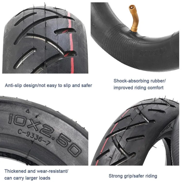 10 X 2.5 Inflatable Inner Tire   Outer Tire Kit  For Ninebot MAX G30 10-Inch Scooter(Black)