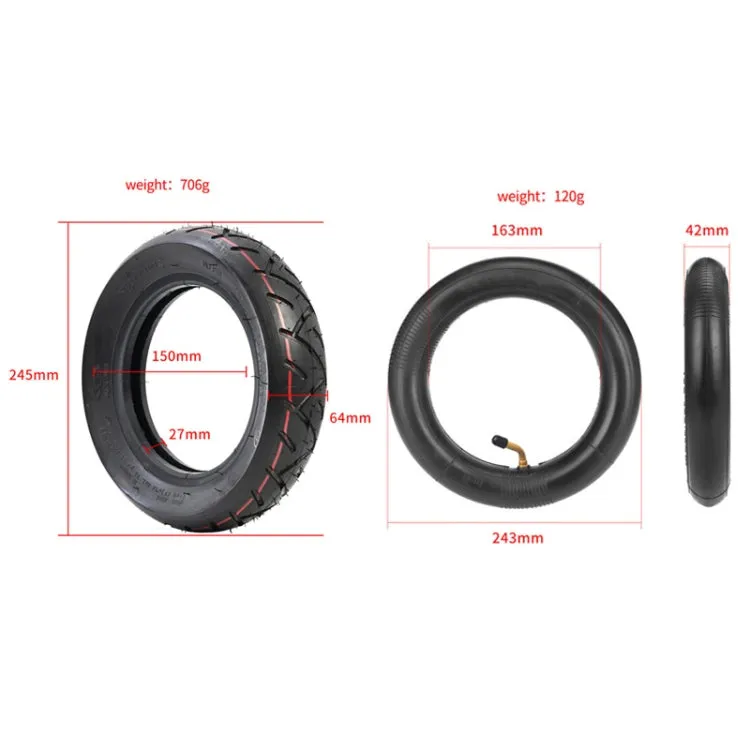 10 X 2.5 Inflatable Inner Tire   Outer Tire Kit  For Ninebot MAX G30 10-Inch Scooter(Black)