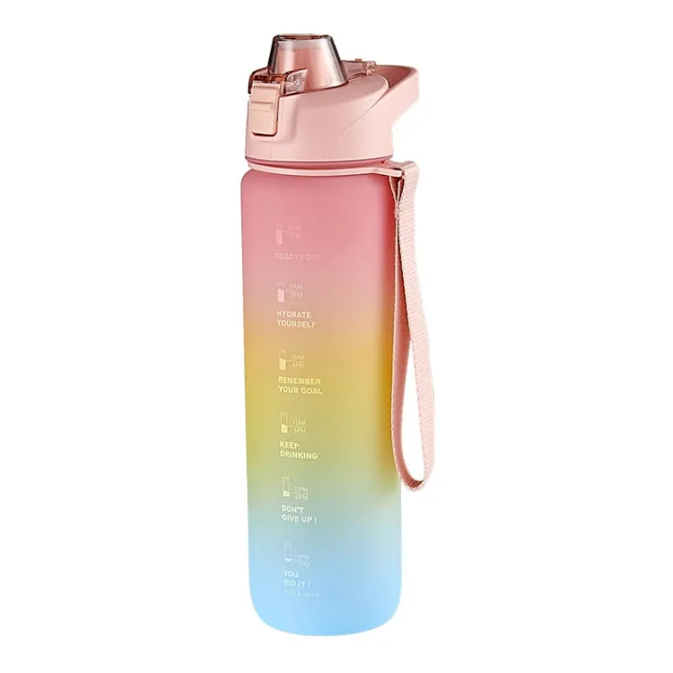 1000ml Large Capacity Gradient ColorsPlastic Sports Water Cup(Cherry Pink)