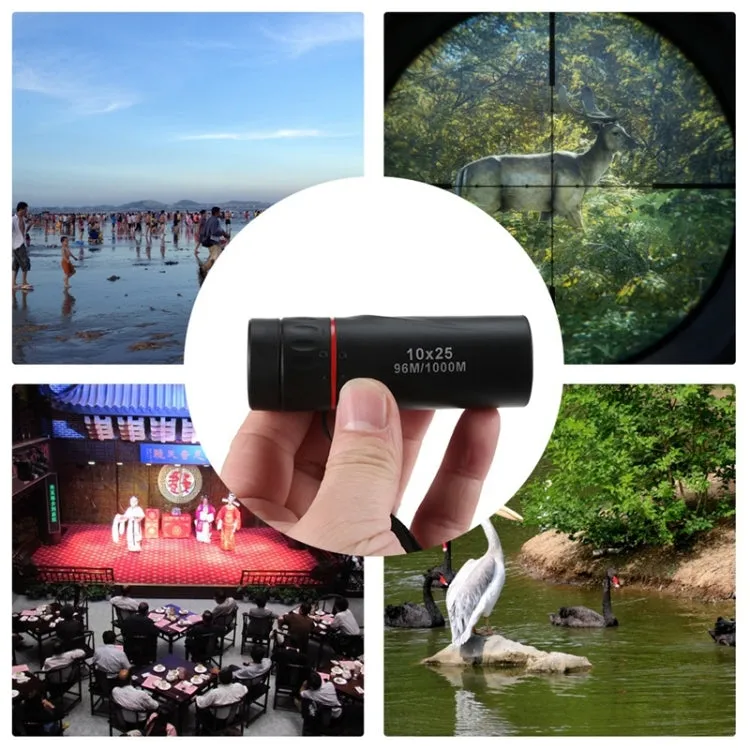 10*25 Portable Professional High Times High Definition Dual Focus Zoom Monocular Pocket Telescope, Size: 9.2*3cm