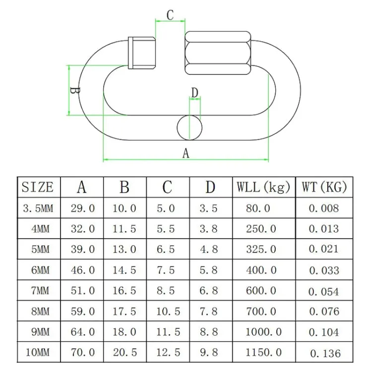 10mm 304 Stainless Steel Quick Connect Ring Runway Buckle