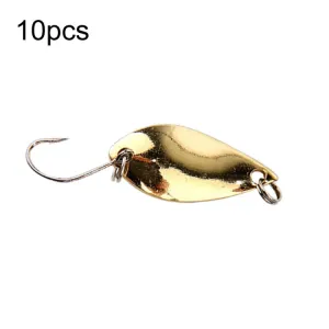 10pcs 5g  Single Hook Spoon Type Horse Mouth Melon Sequins False Lures Fishing Lures(Gold)