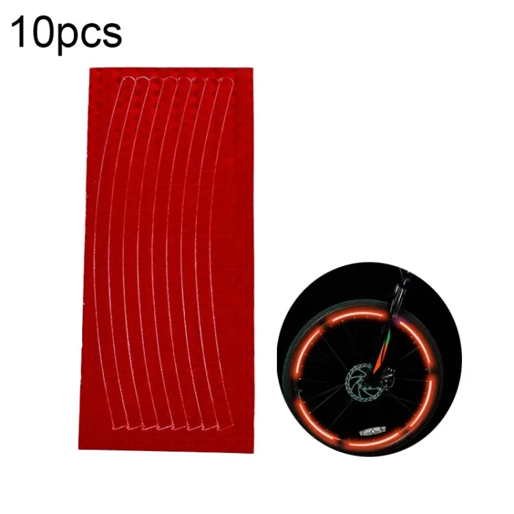 10pcs Reflective Stickers For Bicycle Rims Riding Equipment Accessories(Red)