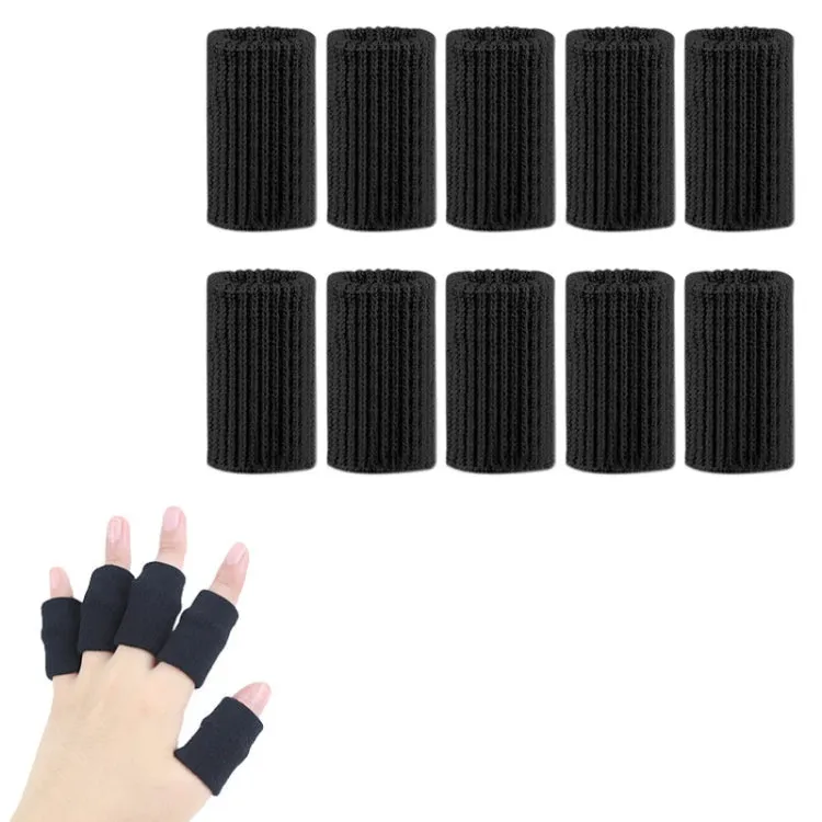 10pcs/set Basketball Riding Finger Sleeves Finger Joint Stretch Knit Sports Protectors, Color: Black