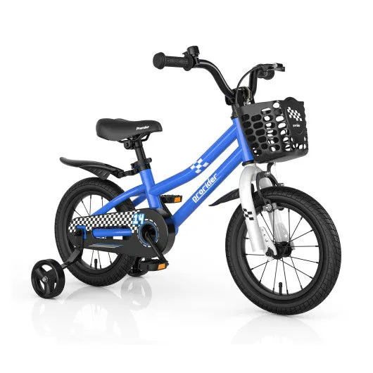 14 Inch Kids Bike with 2 Training Wheels for 3-5 Years Old-Navy