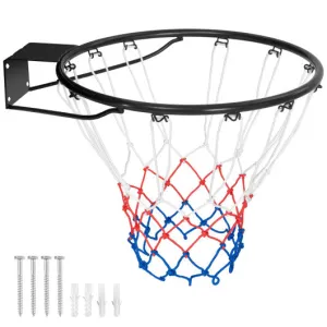 15 Inch Basketball Rim Goal Replacement with All Weather Net and Mounting Hardware-Black