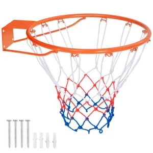 15 Inch Basketball Rim Goal Replacement with All Weather Net and Mounting Hardware-Orange