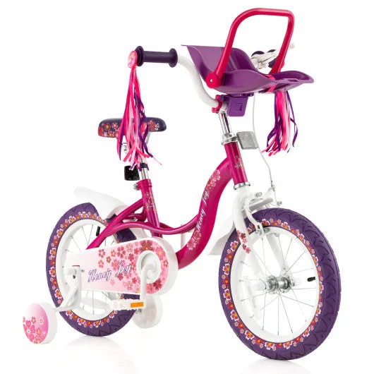 16 Inch Kids Bike with Doll Seat and Removable Training Wheels-16 inches