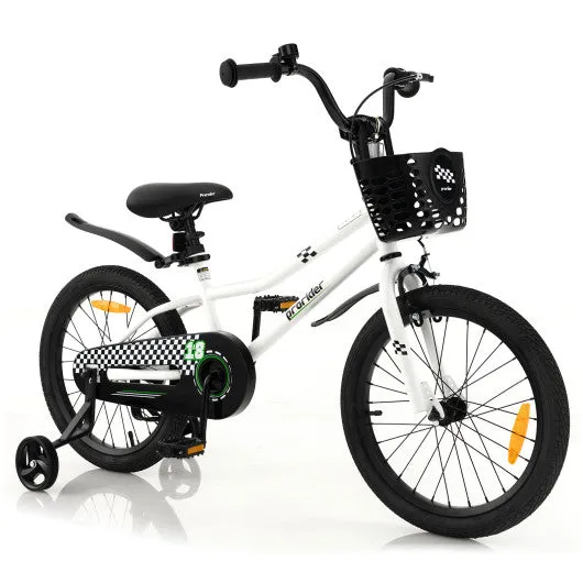 18 Feet Kids Bike with Removable Training Wheels-Black & White