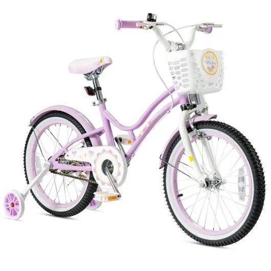 18 Inch Kids Adjustable Bike with Training Wheels-Purple