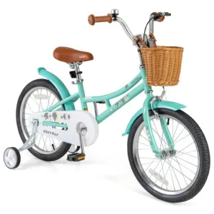 18 Inch Kids Bike Bicycle with Training Wheels and 2 Brake System Ages 4-8 Years Old-18 inches