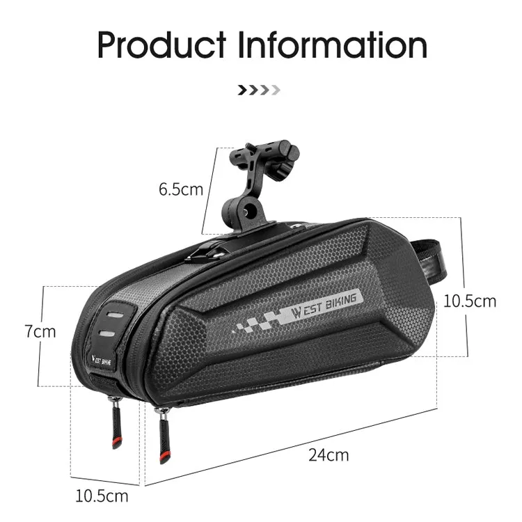 1.8L West Biking Cycling Tail Bag Bicycle Hard Shell Bag Quick Release Bracket Bag Silicone Non-Slip Large Capacity Tail Bag(Black)