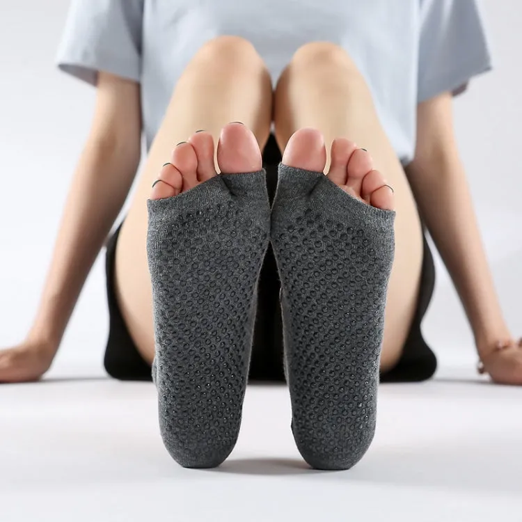 2 Pair Two-Toed Yoga Socks Clogs Socks Non-Slip Sports Cotton Socks, Size: One Size(Skin Color)