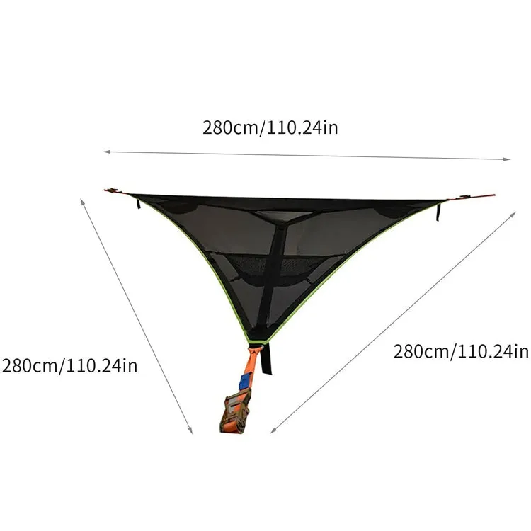 2.8m Family Outdoor Portable Aerial Tent Multi-person Camping Triangle Hammock(Black)