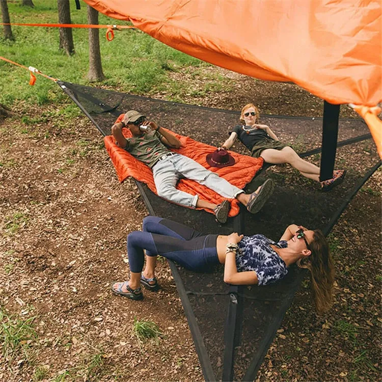 2.8m Family Outdoor Portable Aerial Tent Multi-person Camping Triangle Hammock(Black)