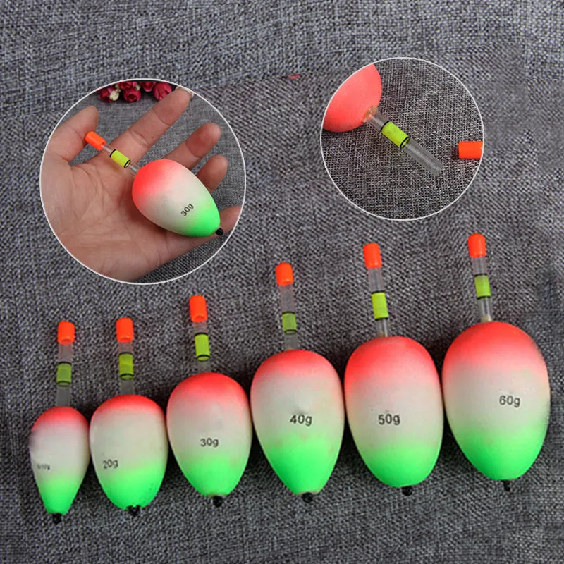 5pcs/set EVA Luminous Floating Floats Sea Rock Fishing Striking Hard Tail Belly Floats 10/20/30/40/50/60G