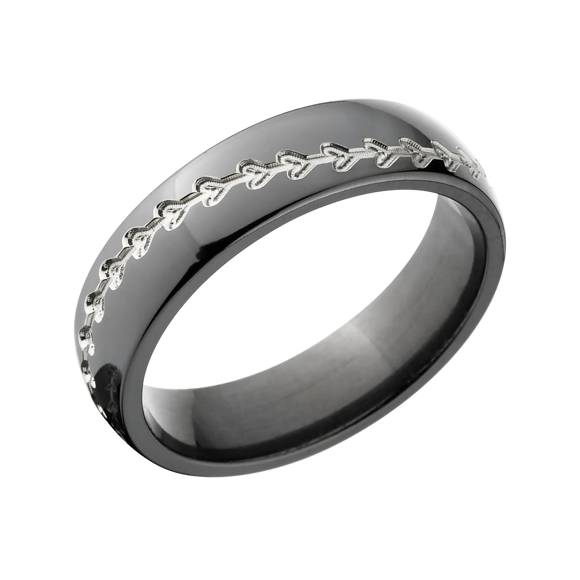 6mm Black Zirconium Baseball Ring - Men's Wedding Band