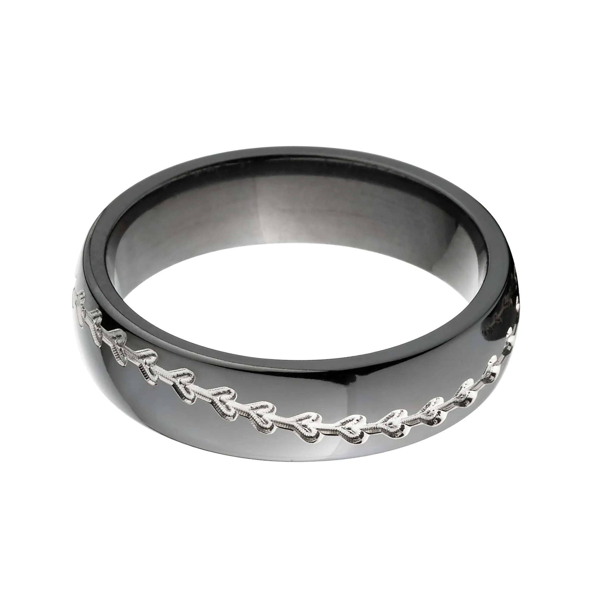 6mm Black Zirconium Baseball Ring - Men's Wedding Band