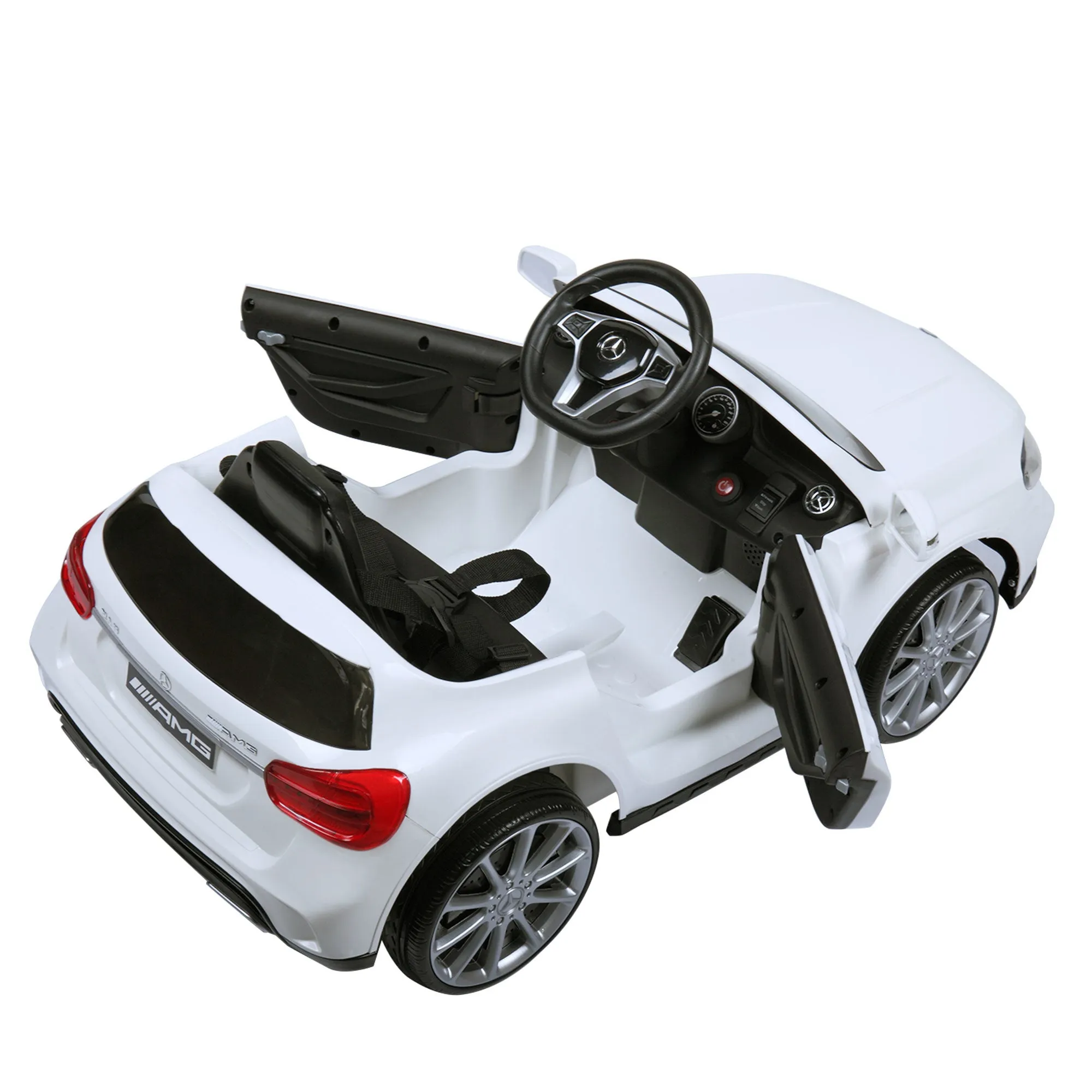 6V Mercedes Benz AMG Electric Vehicle, Kid Ride on Car with Parental Remote Control, MP3 Player Headlights Opening Doors, for Children 3-8, White