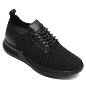 7 CM/2.76 Inches CMR CHAMARIPA Men's Elevator Sneakers - Black Knit Fabric Height Increasing Sports Shoes